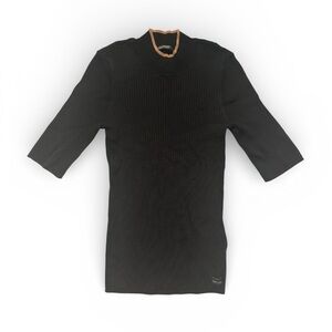 Maison Scotch x Scotch & Soda / Black Knit Sweater with Tan Trim